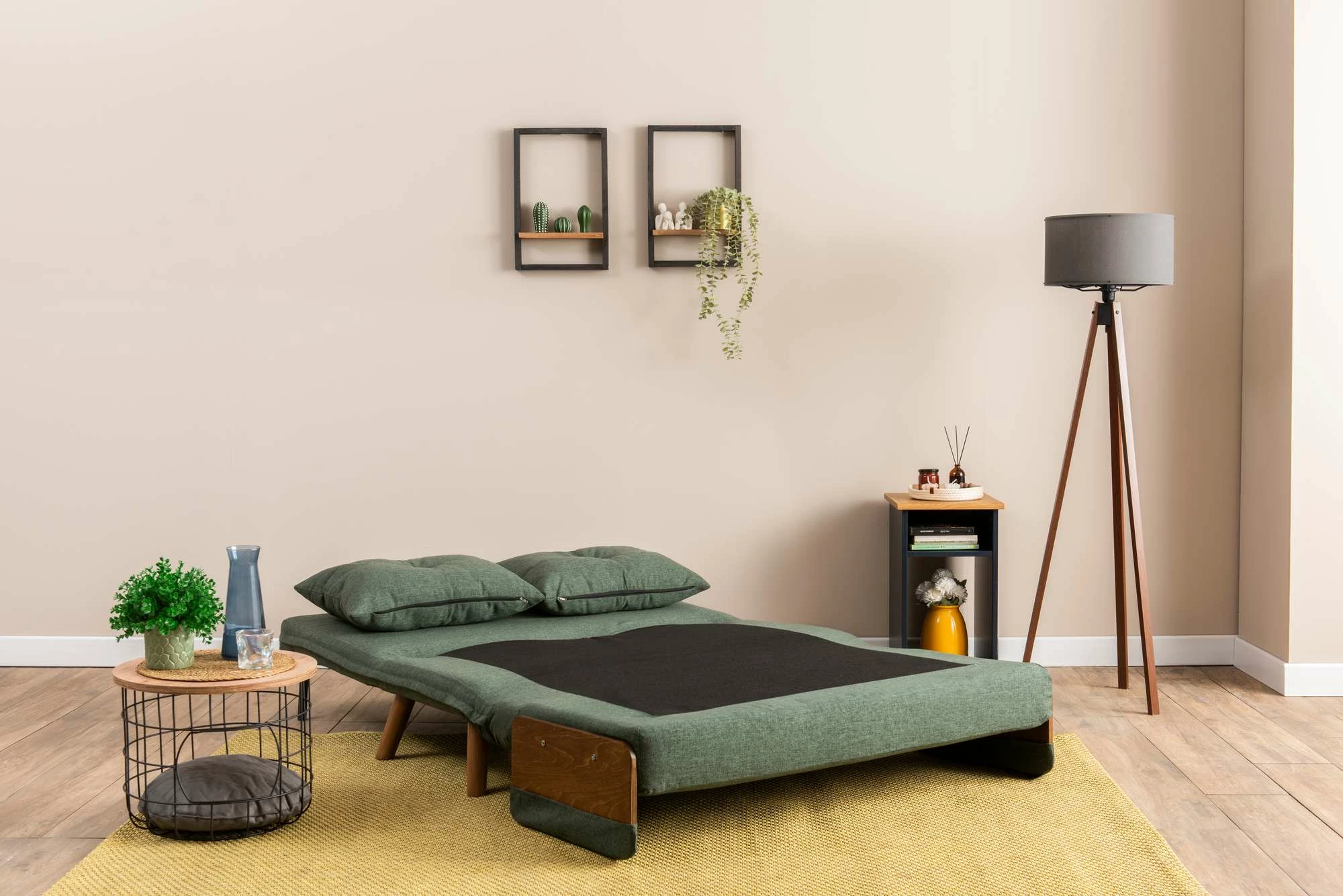 Raztegljiv dvosedežni kavč Cosmo, zelene barve