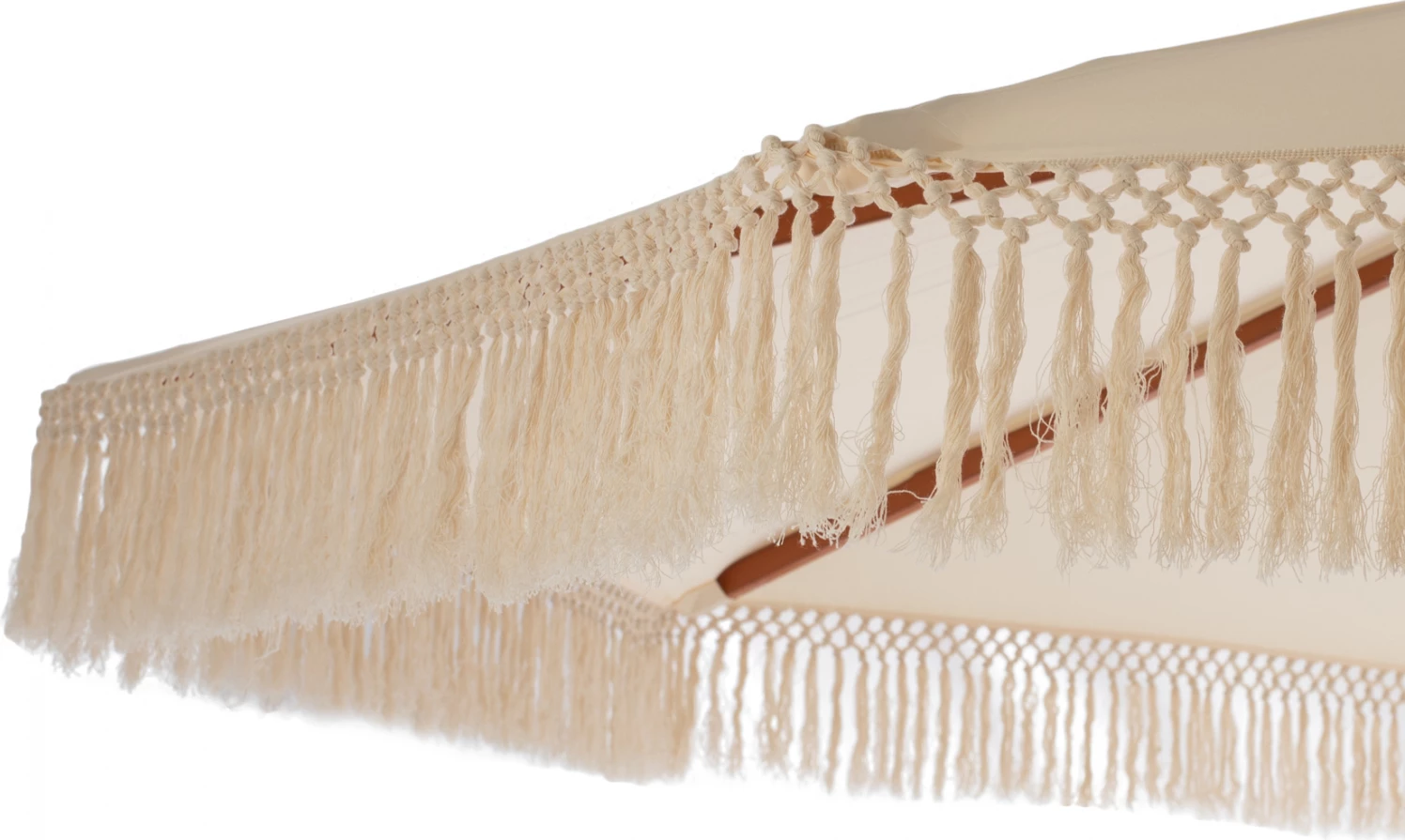 Luksuzni senčnik z resicami Wagner FH5776.01, bež, lesen drog, Φ3X2.50Hm