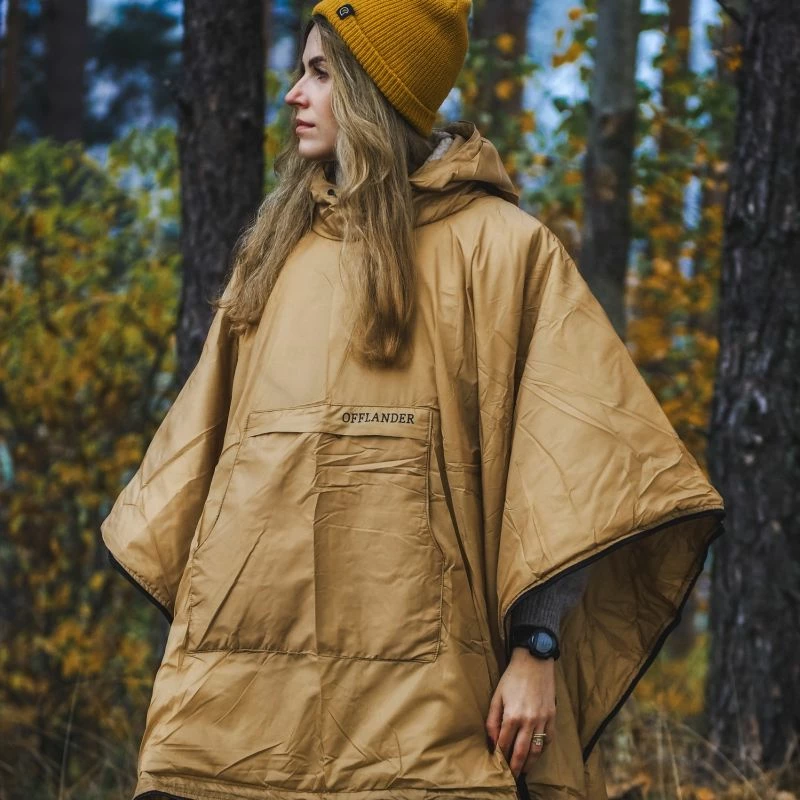 Pončo z ogrevalnim panelom Offlander, rjav