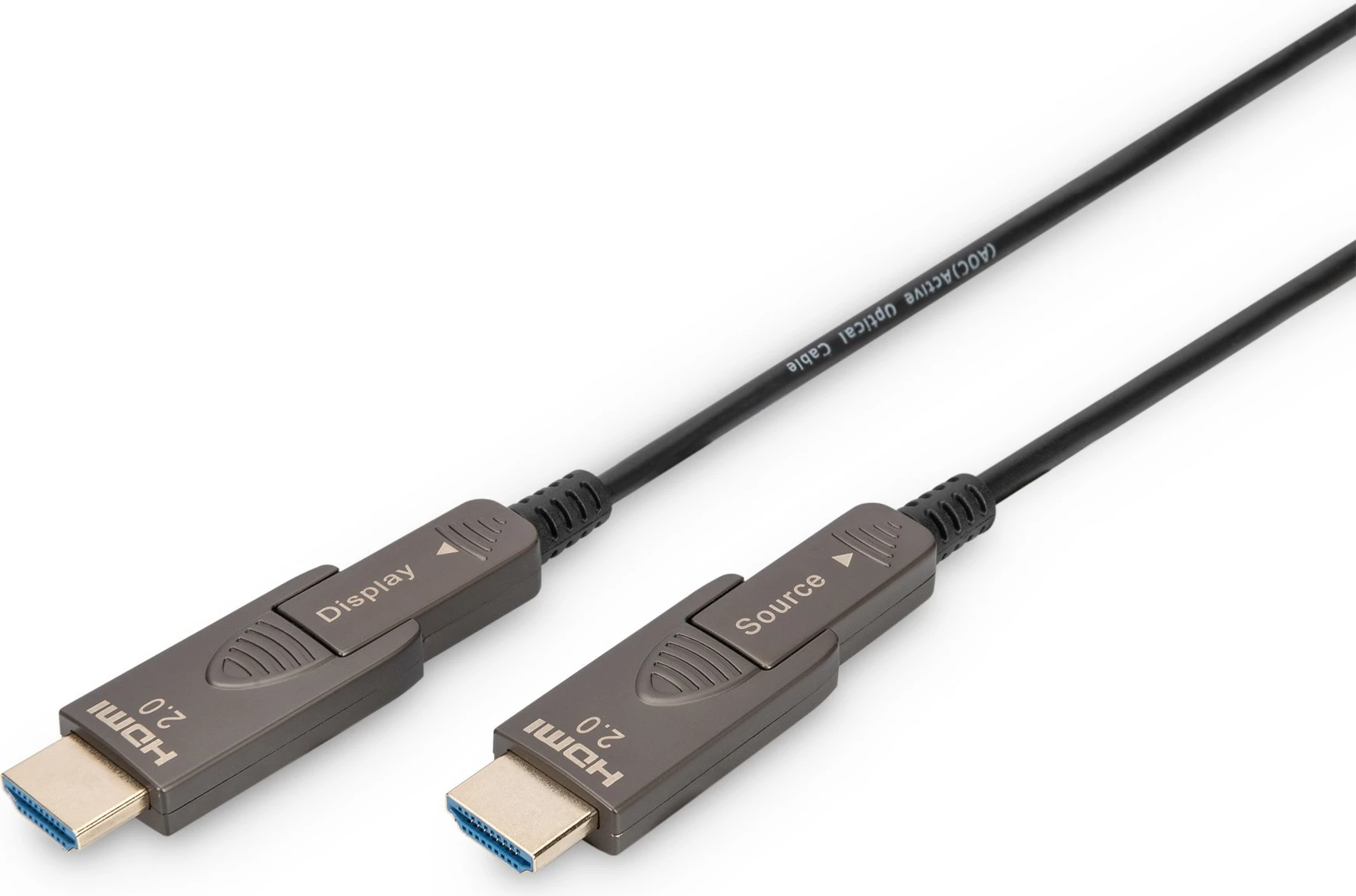 Hibridni HDMI kabel 20 m Digitus, 4K, HDMI Type D (Micro), 18 Gbit/s, črn