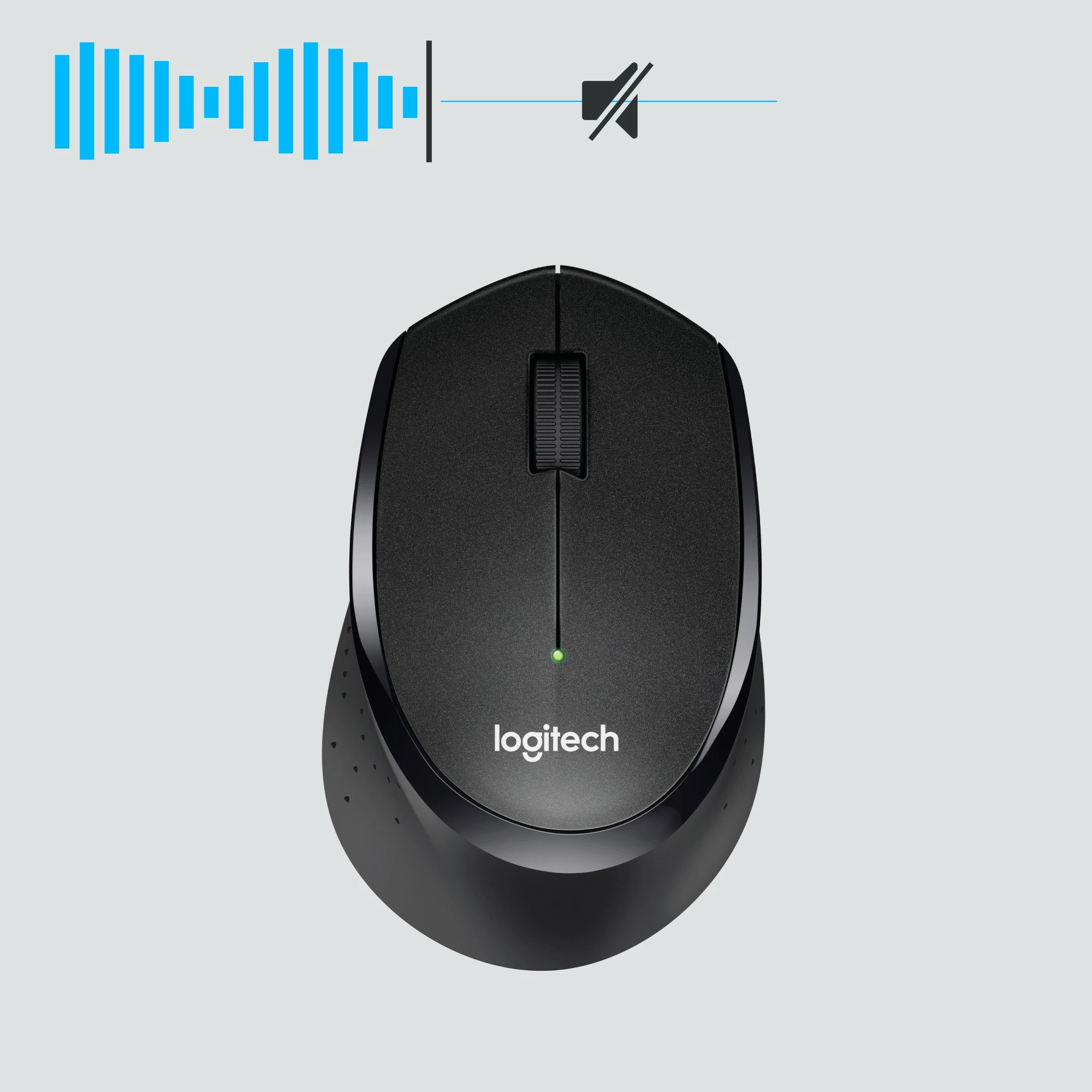 Brezžični tihi miš, Logitech M330 SILENT PLUS, desna, RF, 1000 DPI, črna