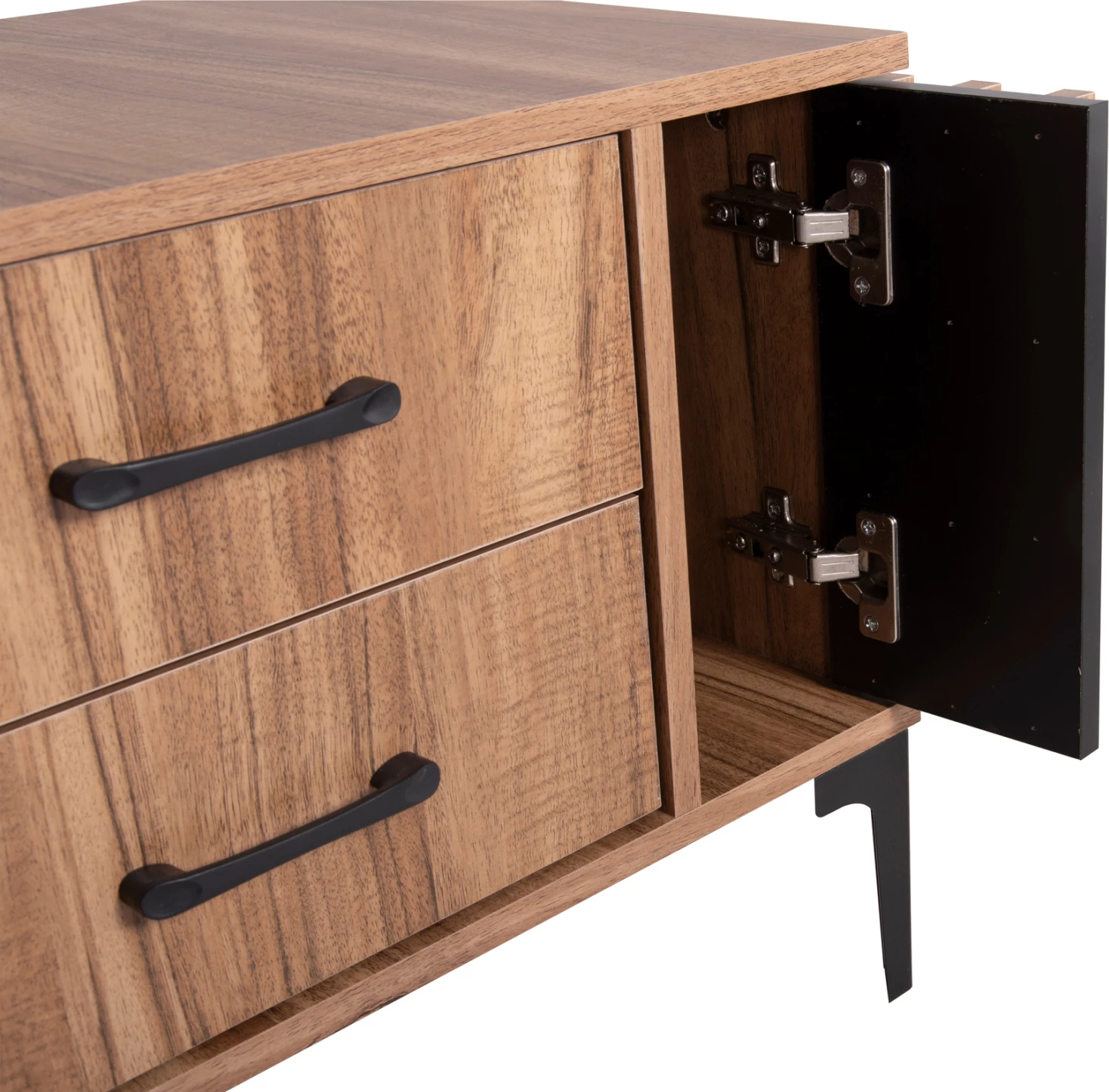 Nočna omarica serije HARRY FH2487.01 melamin v naravni barvi lesa-črna 55x43x48Hcm
