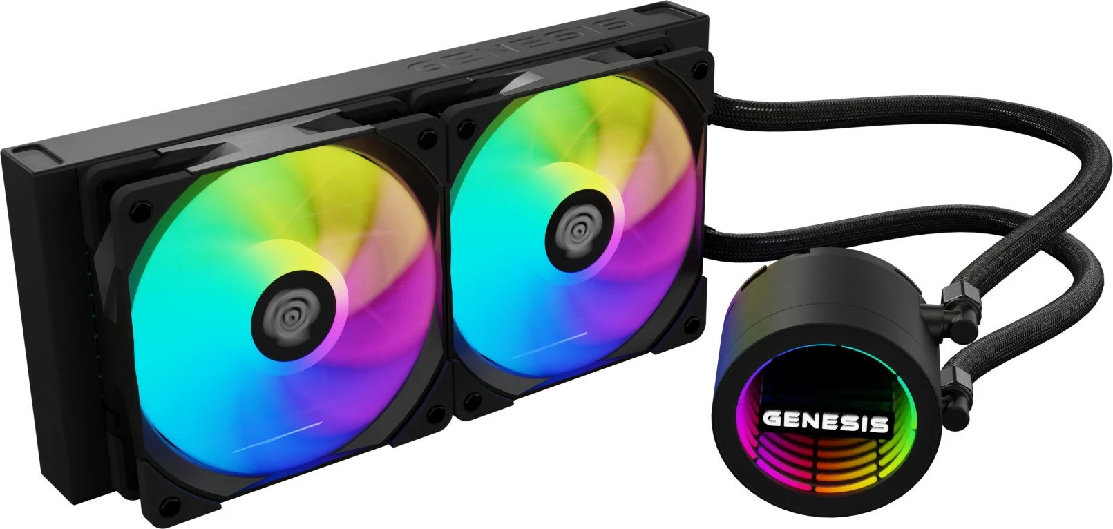 Vodna hladilna enota vse-v-enem za procesor GENESIS NLG-2319, 2 ventilatorja, RGB, črna