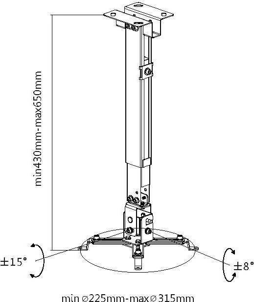 Nosilec za projektor EQUIP, črn, stenski, 20 kg