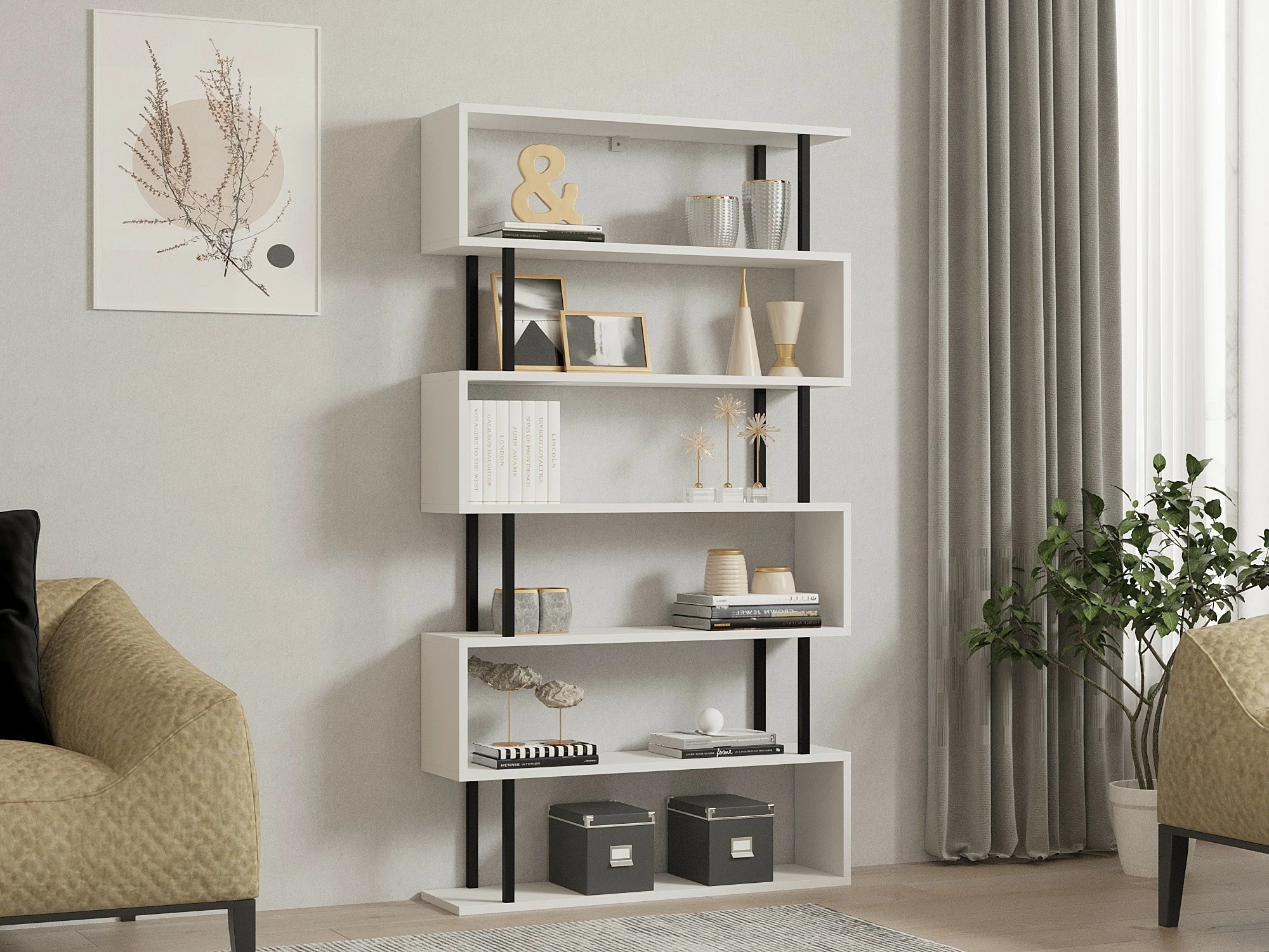 Polica za knjige Hector, Hanah Home, bela