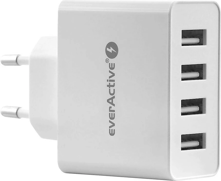 Stenski polnilec 4x USB, 25W 5V/5A, IQ Smart Charging everActive SC-400, bel