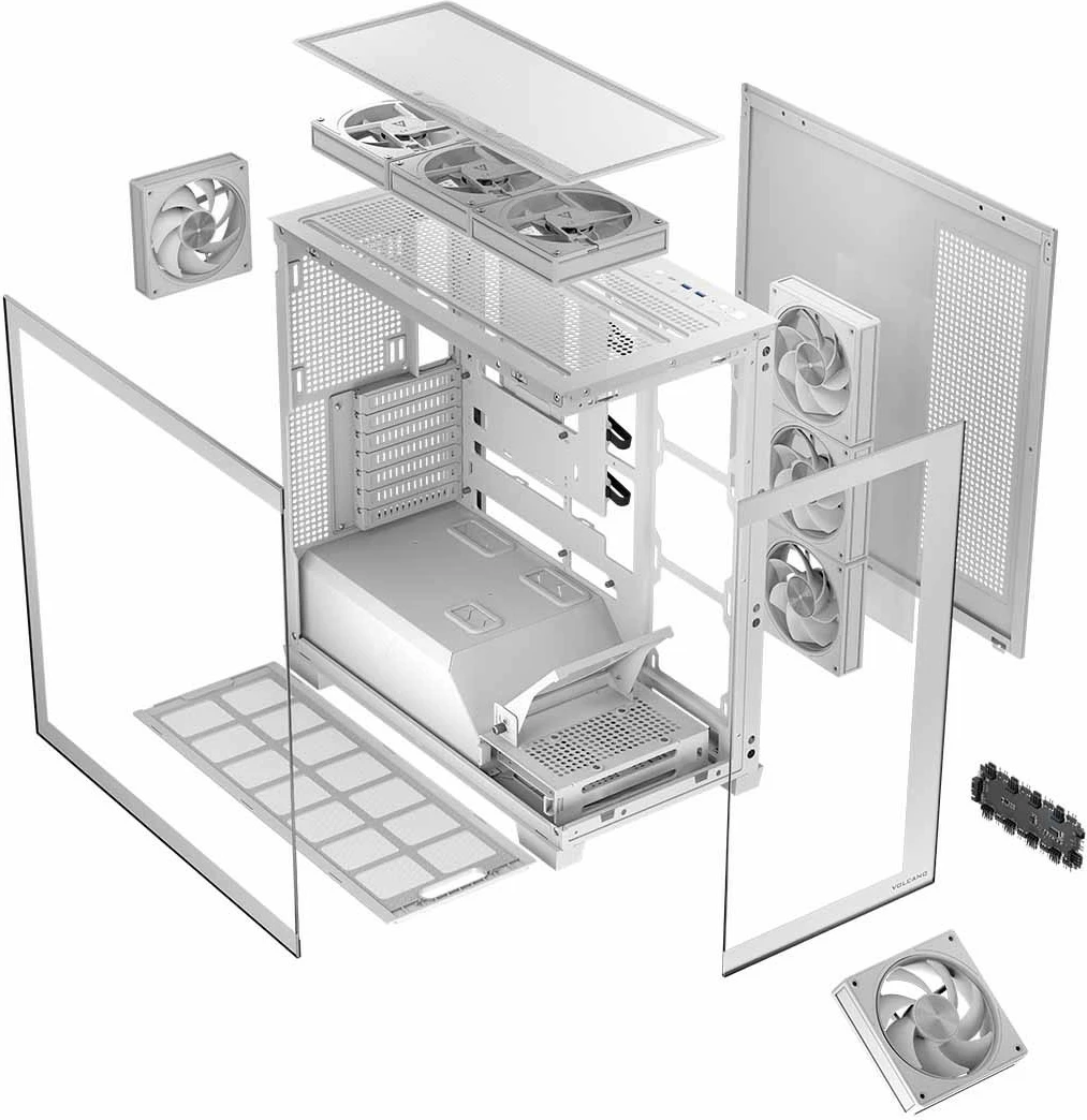 Računalniško ohišje, midi ohišje MODECOM Volcano Stellar 8F ARGB 20, belo