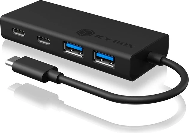 USB hub, 4 vrata, USB 3.2 Gen 1, 60 W, črn — ICY BOX IB-HUB1426-CPD