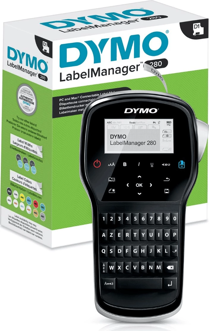 Tiskalnik nalepk, tipkovnica QWERTY, USB, polnilna baterija, črn, Dymo LabelManager 280 S0968950