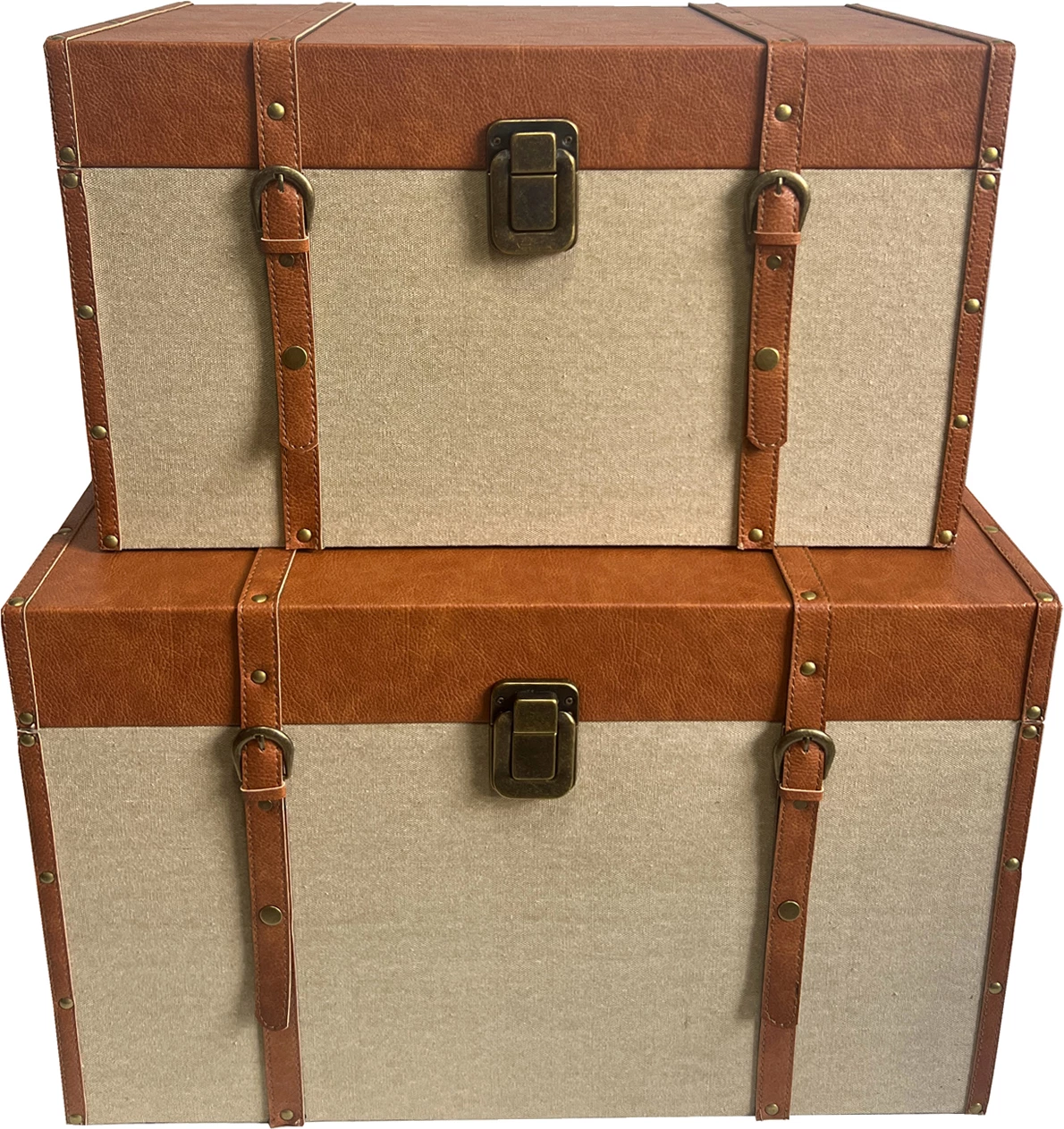 Set dveh škatel za shranjevanje Rind, MDF, blago bež-rjavo, 64x40x40 cm