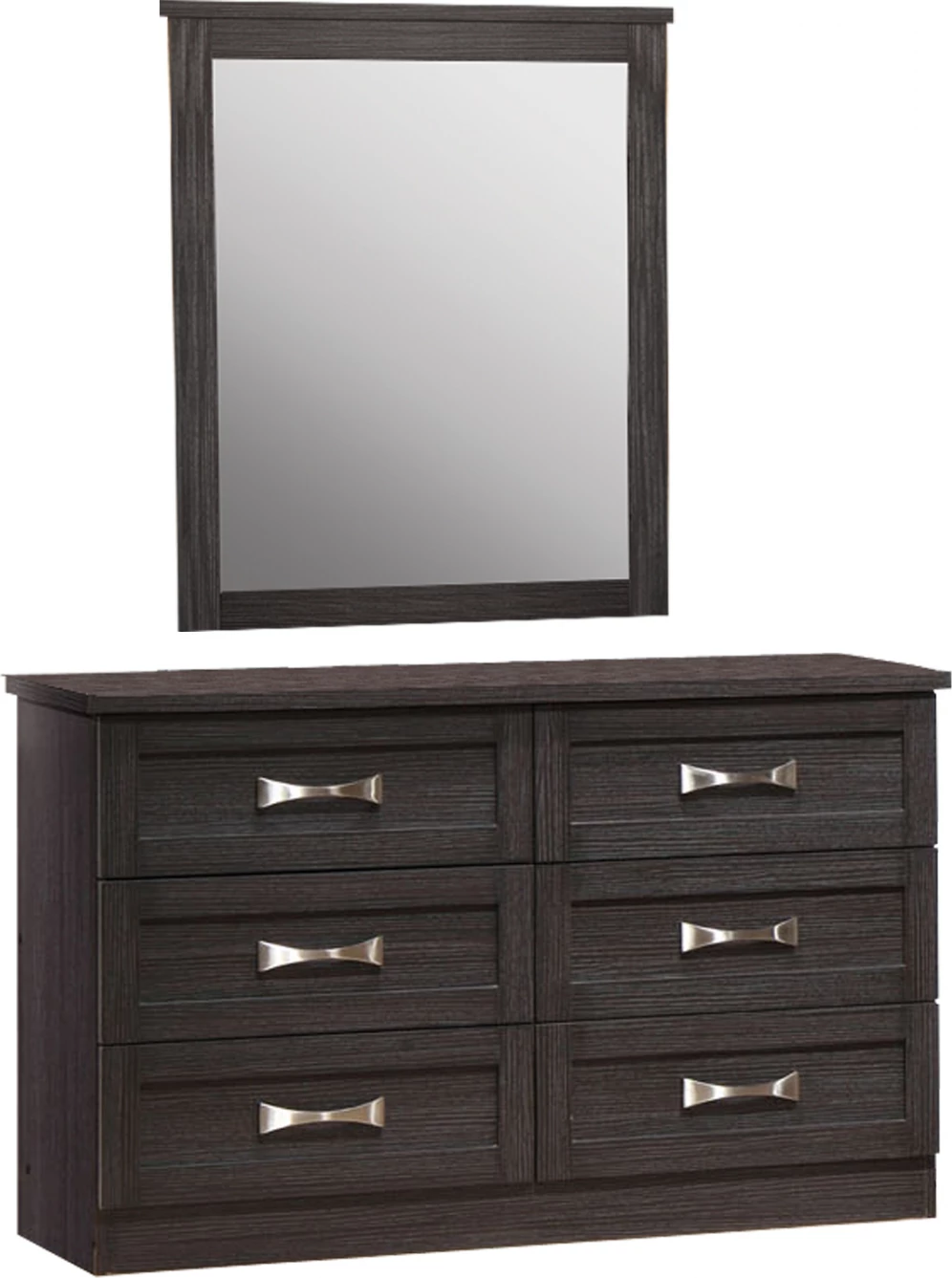 Toaletni predalnik za spalnico s 6 predali Zebrano 120x40x76 cm & Ogledalo 72x90 FH10171.01