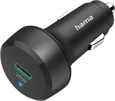 Avtomobilski polnilec USB-C Hama, 25 W, črn