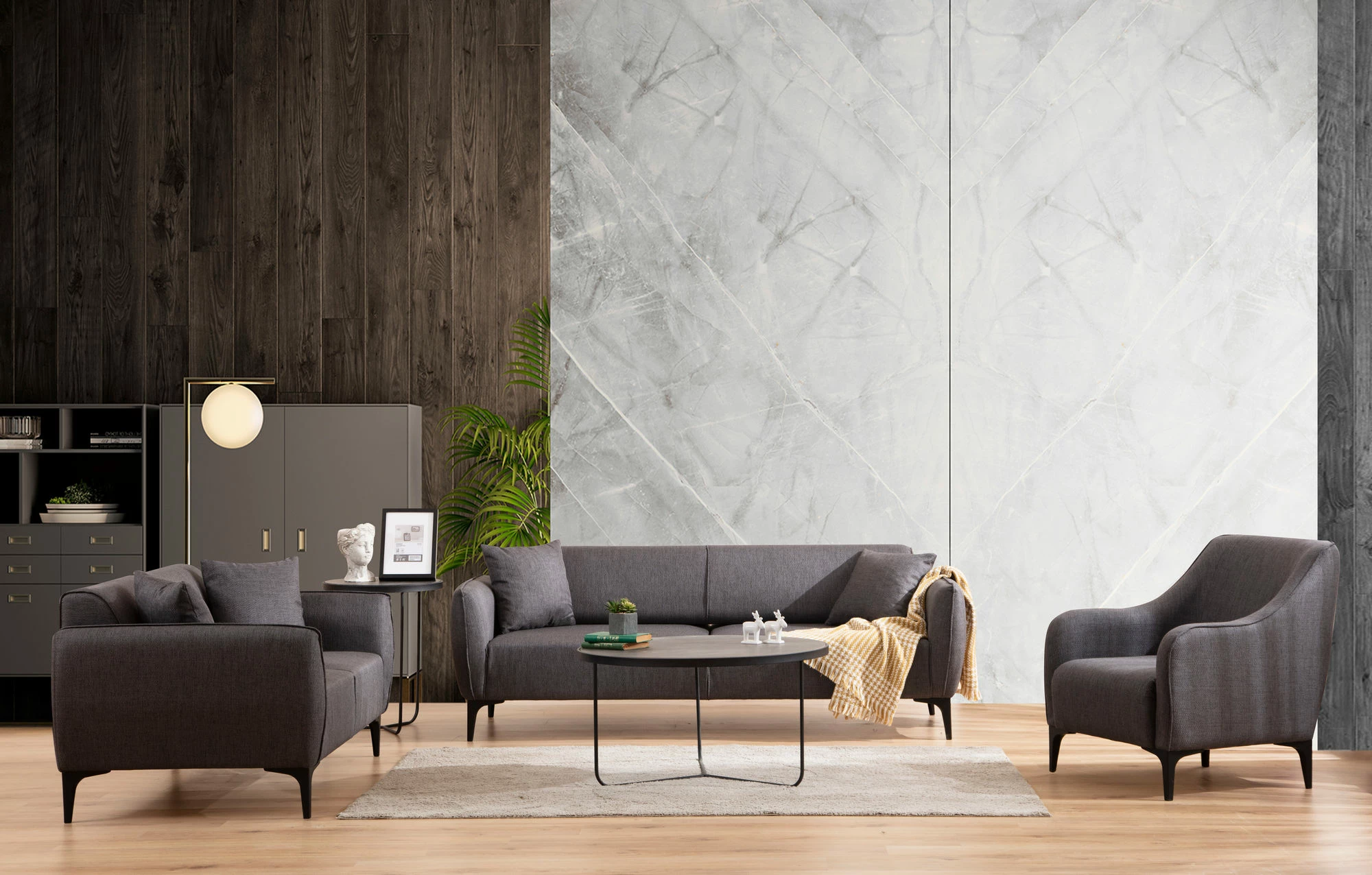 Dvosed Atelier del Sofa Belissimo, temno siva