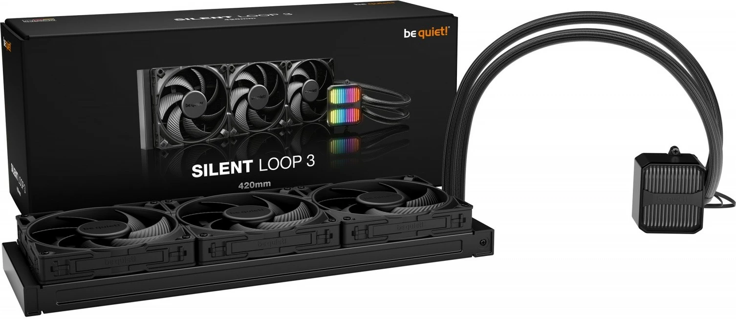 AIO vodno hlajenje 420 mm, 3 ventilatorji, ARGB be quiet! Silent Loop 3