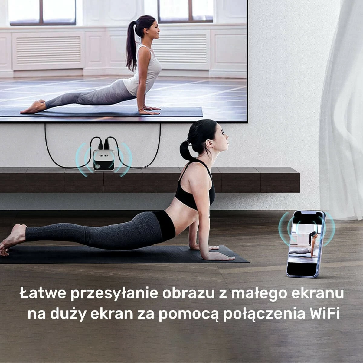 Brezžični HDMI oddajnik Unitek, 4K 60Hz, črno-siv