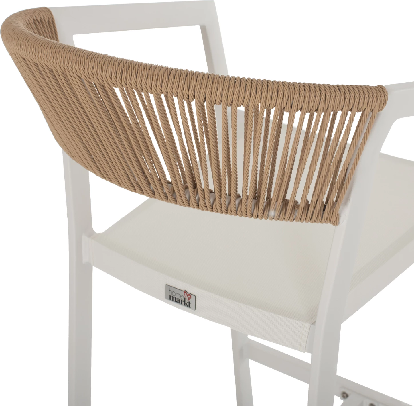 Barski stol iz aluminija z nasloni v beli barvi iz tekstilena in PE ratana 56x58x105H cm FH5892.22