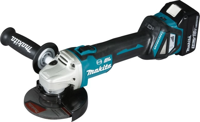 Brezžična brusilka Makita DGA513RTJ, 18V, 5Ah, 12,5 cm, 8000 RPM, črno-modra