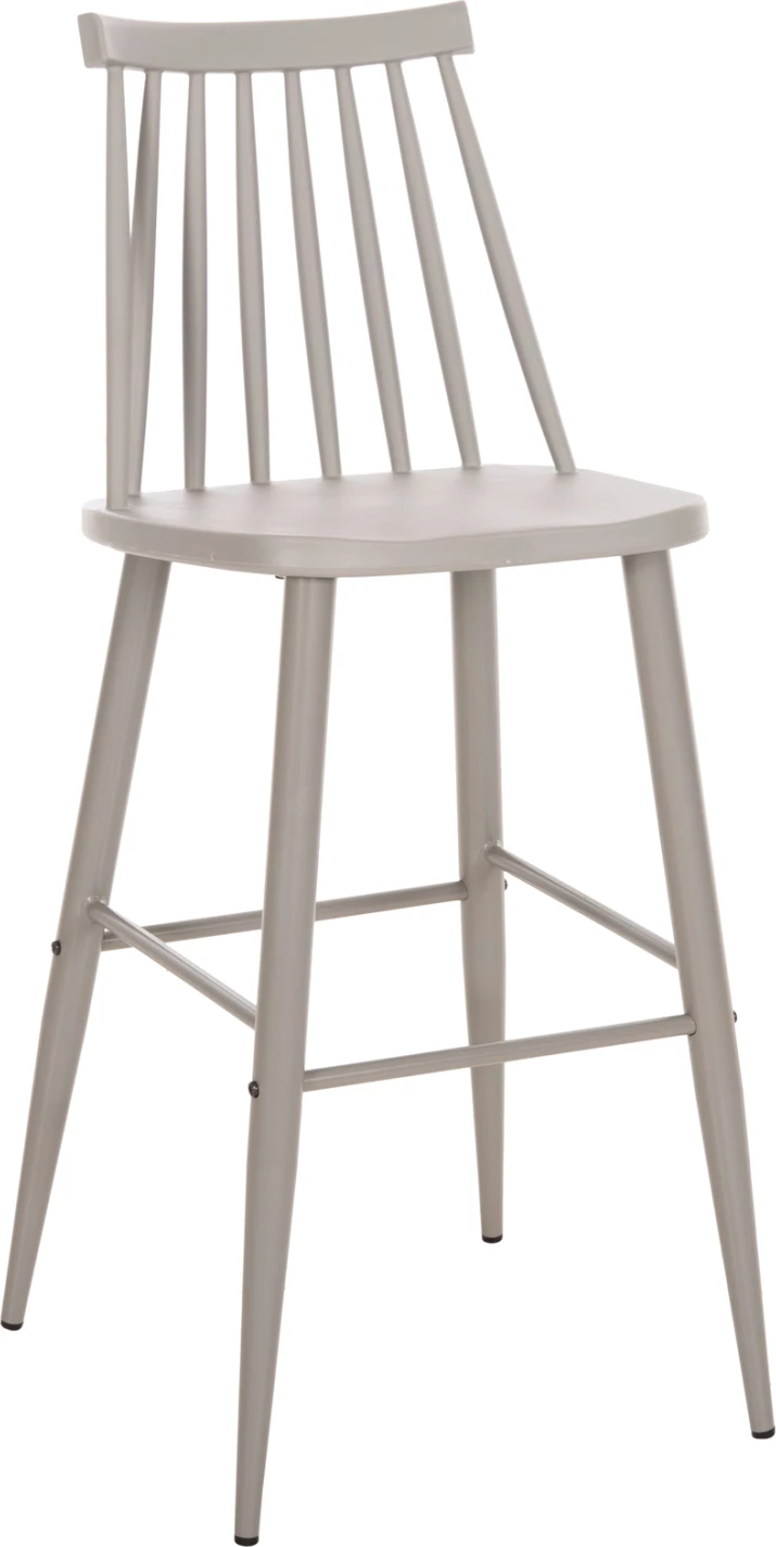 Barski stol z visokim sedežem VANESSA FH8459.20 s sivimi PP in sivimi kovinskimi nogami 47x48,5x107Hcm, set 2 kosov