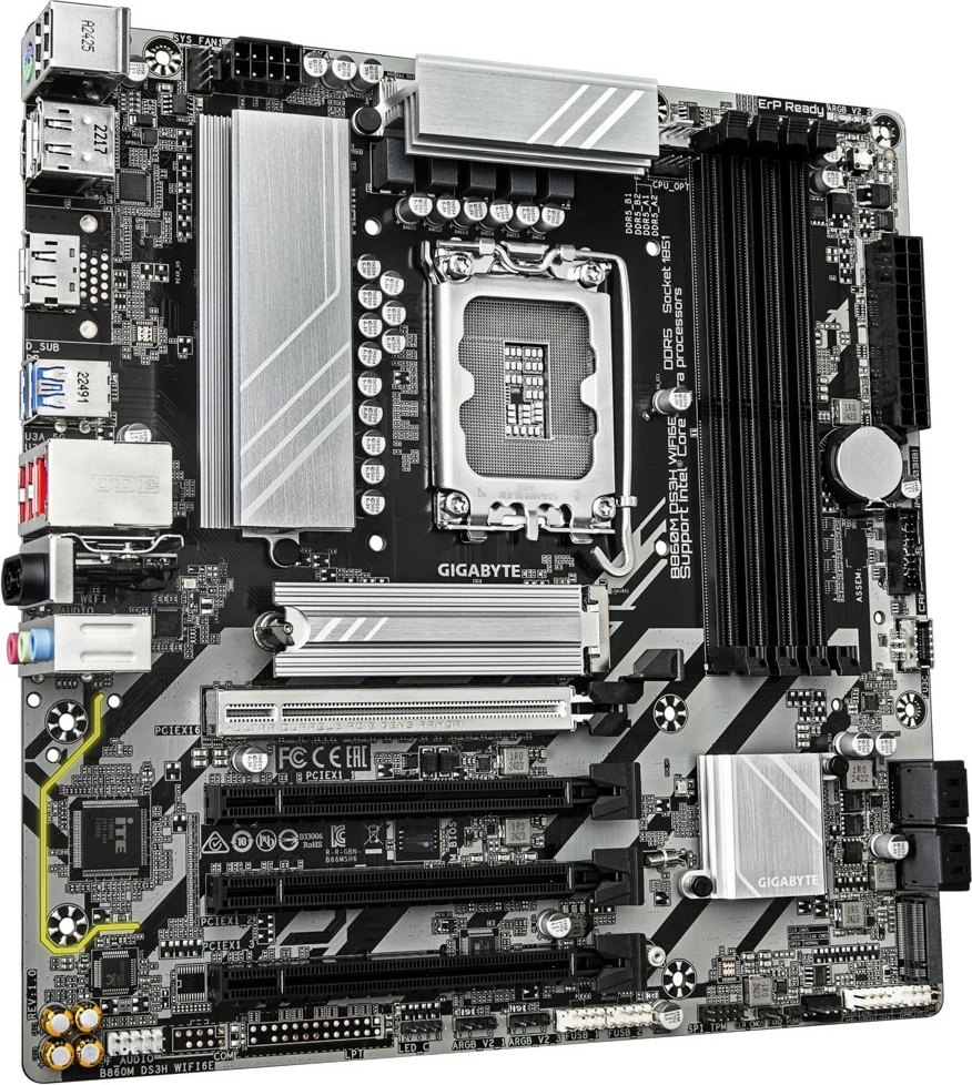 Matična plošča Gigabyte B860M DS3H WIFI6E, micro ATX, LGA1851, Wi‑Fi 6E