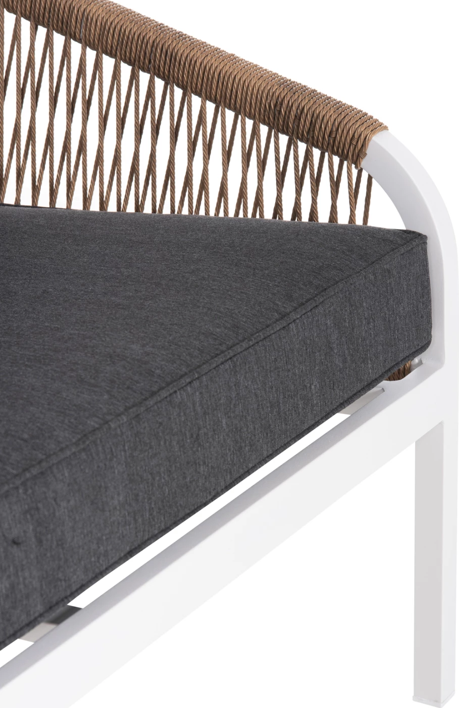 Zunanja dvosedna sedežna garnitura MAERLY FH6055.01 aluminij v beli-temno bež sintetični vrvi-antracit blazine