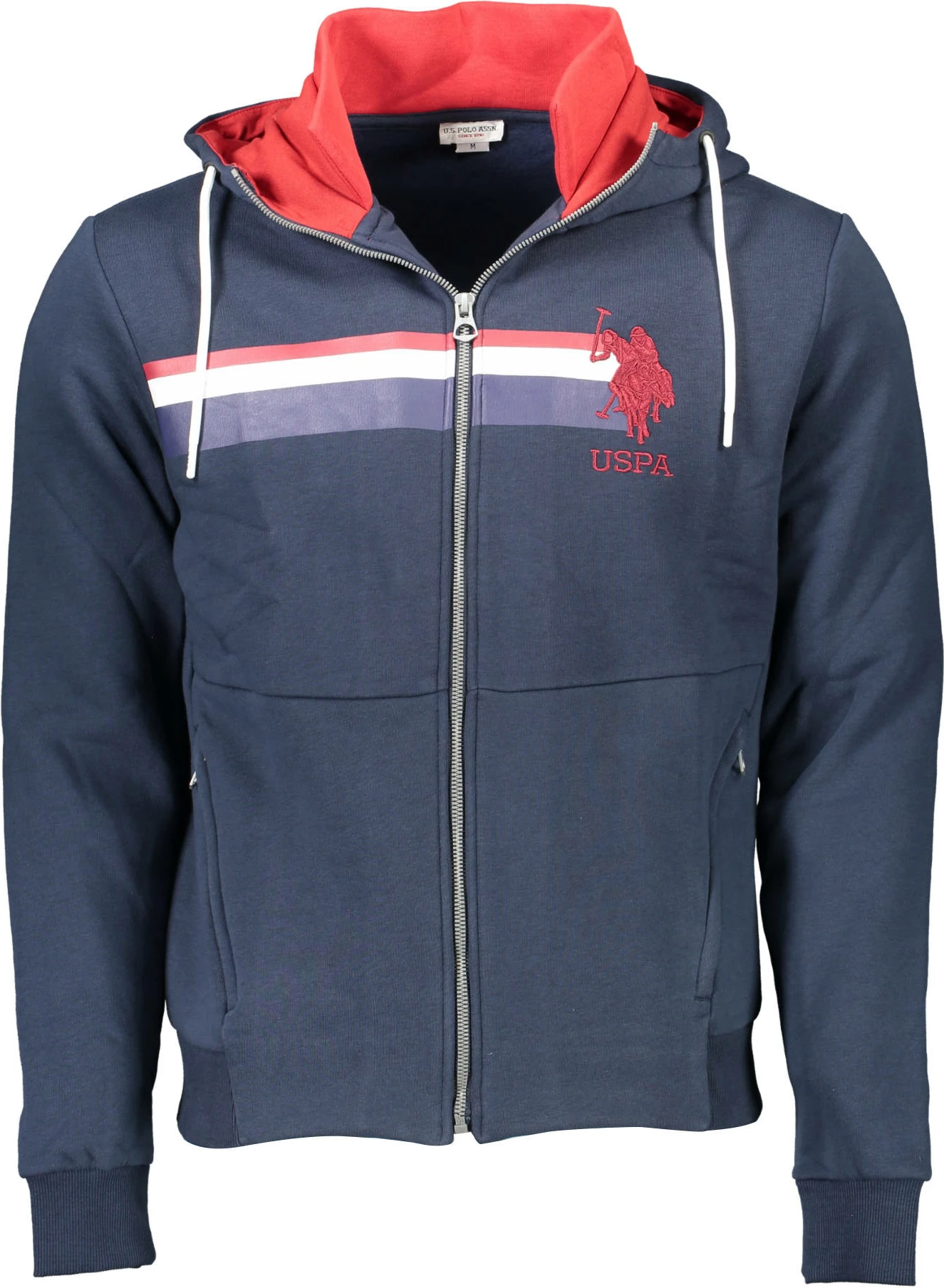 Pulover z zadrgo za moške U.S. Polo, moder