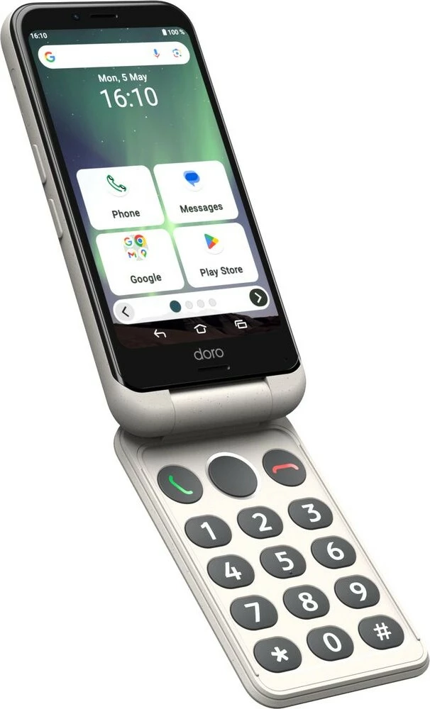 Palčljiv telefon z velikimi tipkami Doro Aurora A20, bel