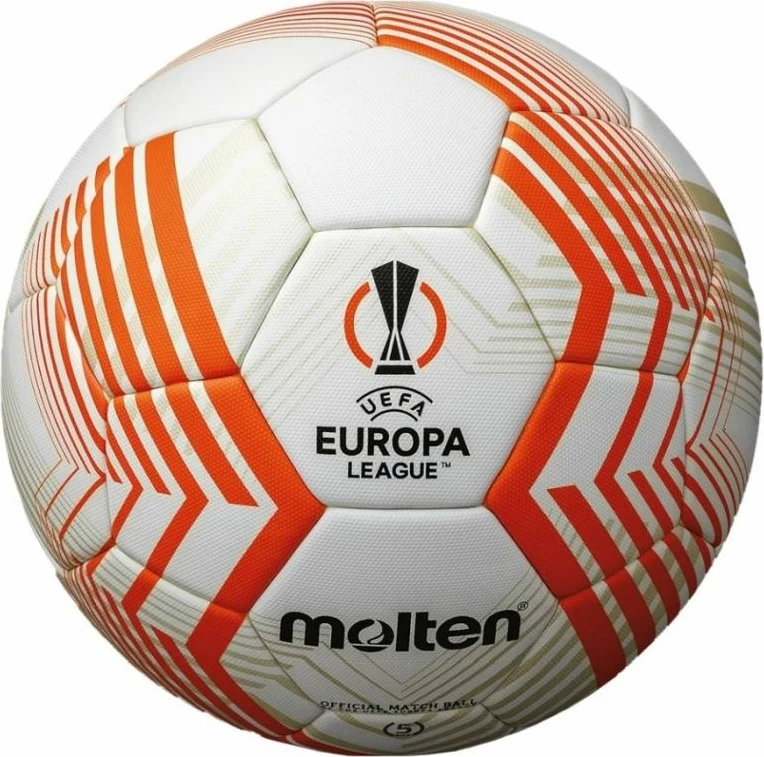 Nogometna žoga UEFA Europa League 2022/23, Molten F5U5000-23, bela/oranžna