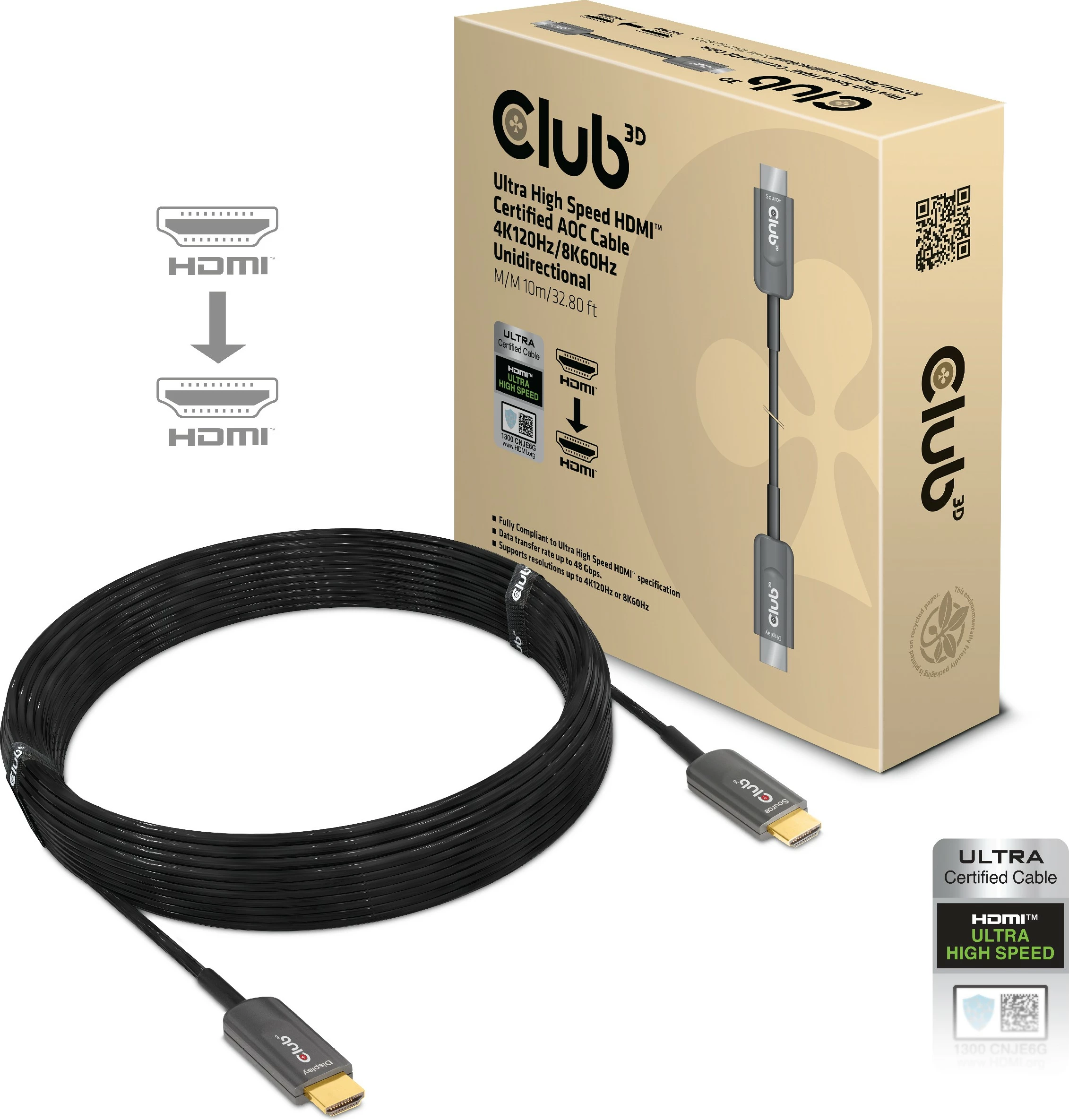 HDMI kabel Club3D 2.1, 10 m, 8K60Hz, črn