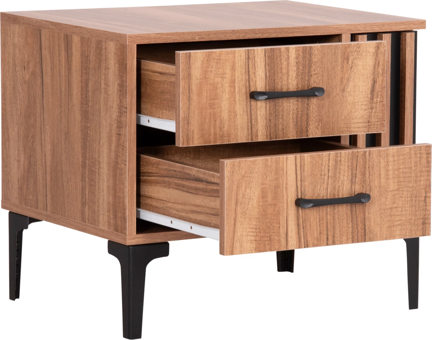 Nočna omarica serije HARRY FH2487.01 melamin v naravni barvi lesa-črna 55x43x48Hcm