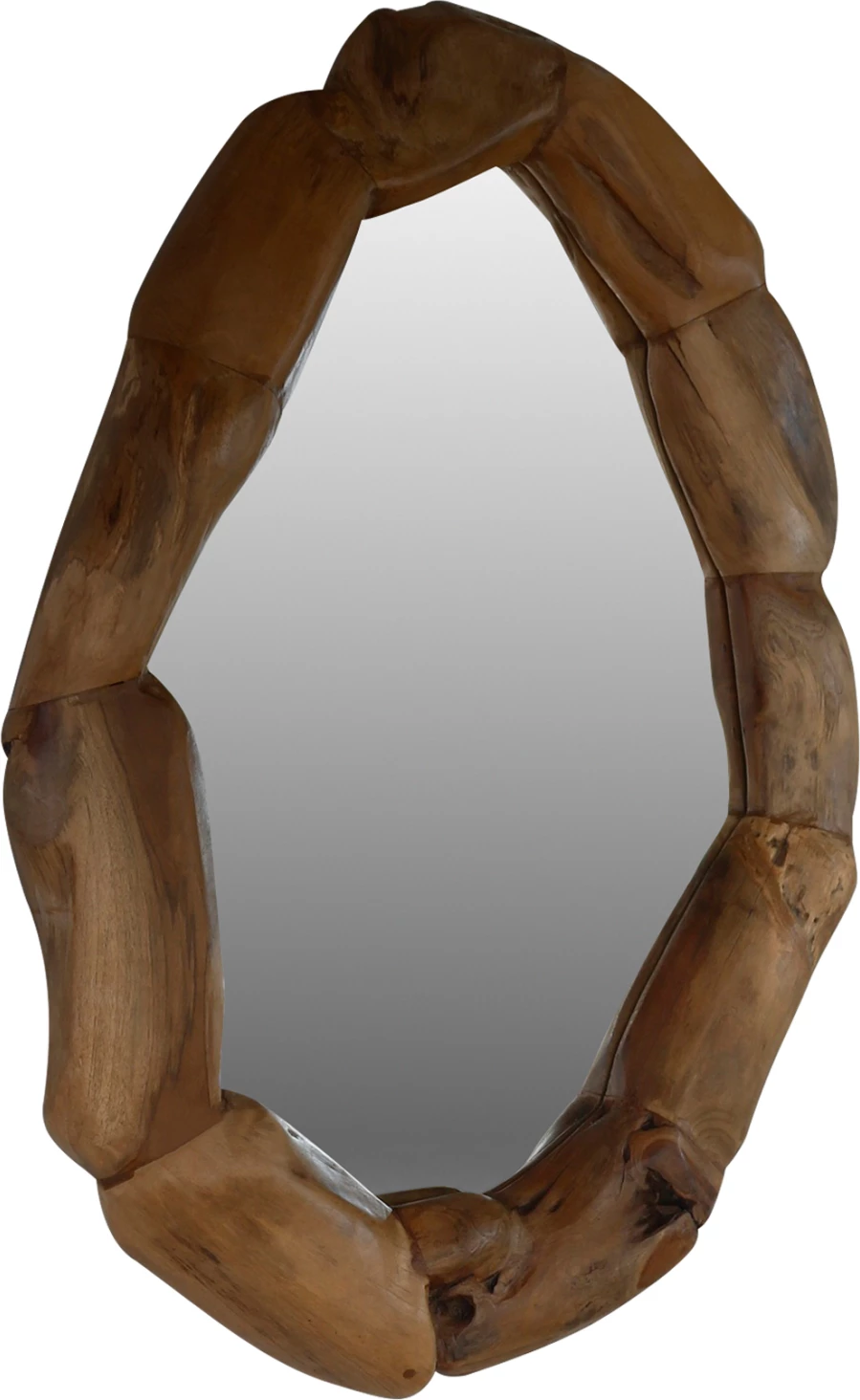 Ogledalo iz masivnega tikovega lesa naravne barve 100x70H