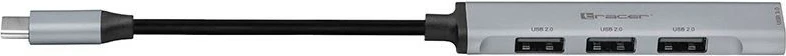 USB razdelilec Tracer H40, 4 vhodi, USB-C, srebrn