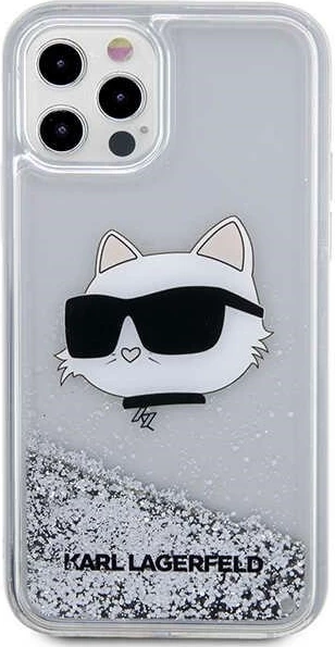 Ovitek za telefon iPhone 12/12 Pro 6,1", Glitter Choupette, srebrn, Karl Lagerfeld KLHCP12MLNHCCS