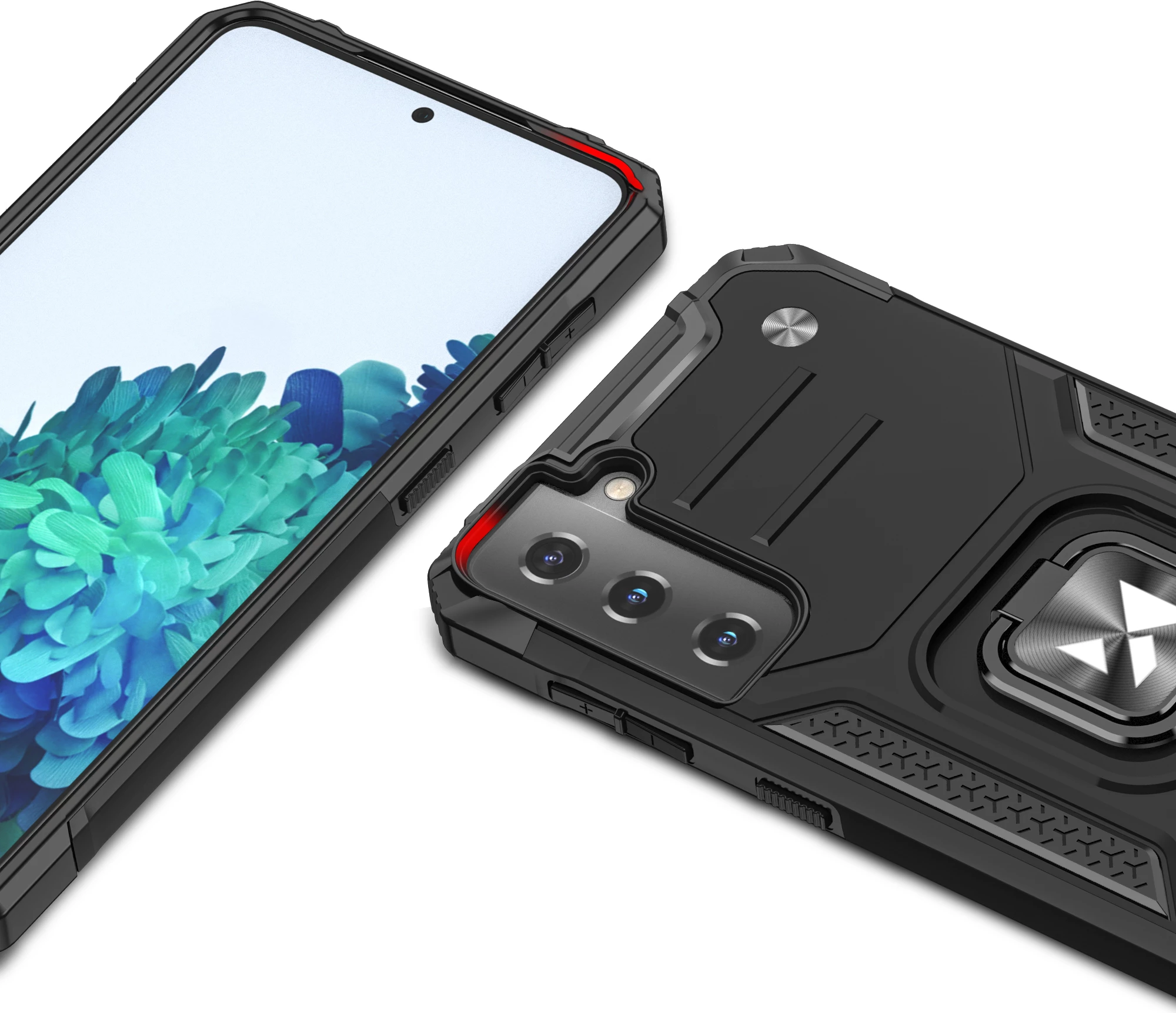 Ovitek za telefon z obročkom in stojalom, Wozinsky Ring Armor za Samsung Galaxy S22, roza