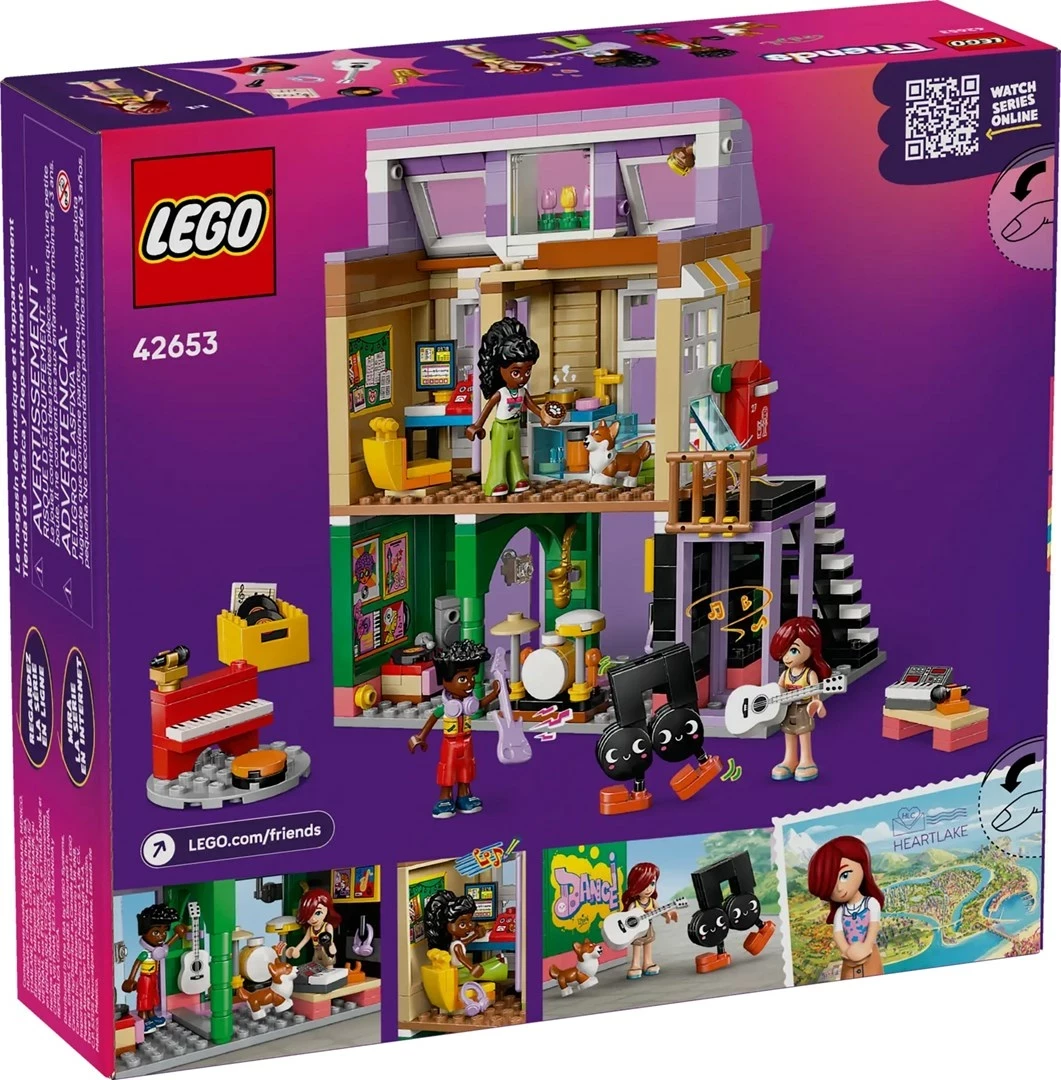 Igralni set trgovina z glasbo in stanovanje 42653 LEGO Friends, 3 minifigure, za otroke 7+