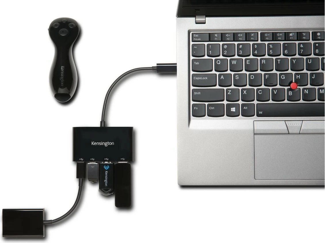 USB-C razširitveni hub 4-portni Kensington, USB 3.2 Gen 1, 5000 Mbit/s, črn