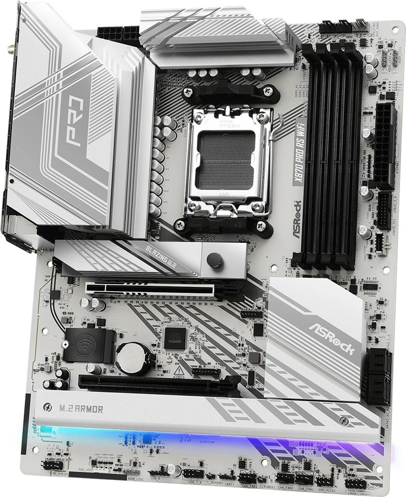 Matična plošča ASRock X870 Pro RS WiFi, Socket AM5, DDR5, 256 GB, bela