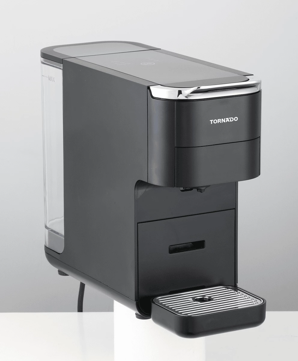 Kapsulni kavni aparat 5‑v‑1, Tornado TCM7042-GS, kapsule in mleto kavo, črn