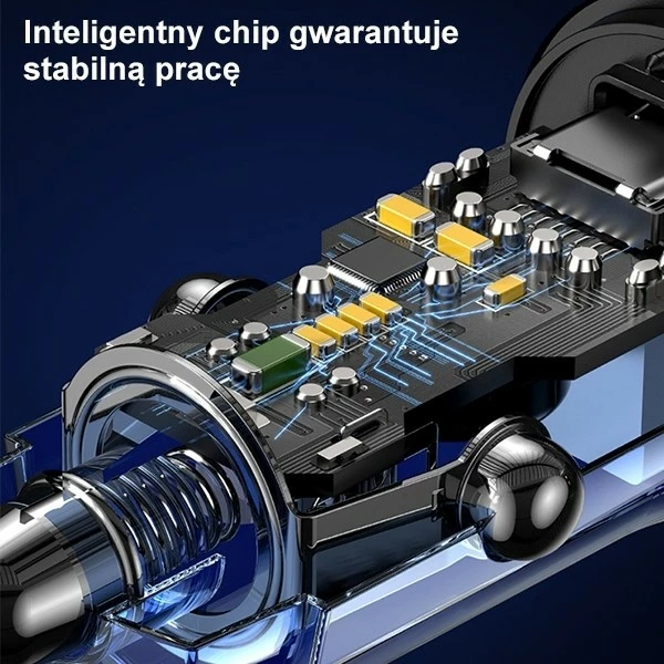 Avtomobilski polnilec USAMS US-CC164 C32, 30W, 1x USB-A, 1x USB-C, črn