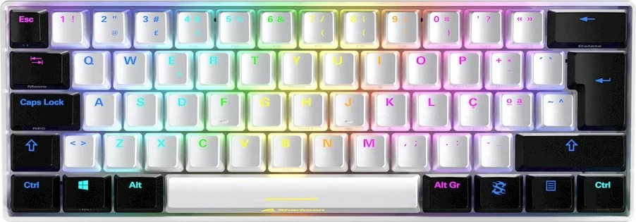 Mekančna tipkovnica, SHARKOON SKILLER SGK50 S4, 60%, Kailh Red, RGB, bela/črna