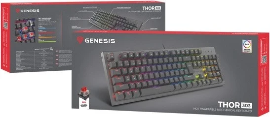 Mekanačna igralna tipkovnica Genesis Thor 303, RGB, črna