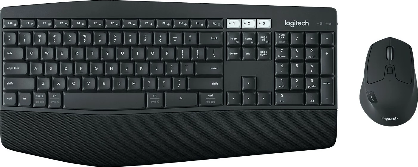 Brezžična tipkovnica in miška Logitech MK850 Performance, tipkovnica polne velikosti (100%), RF Wireless + Bluetooth, QWERTZ, črna