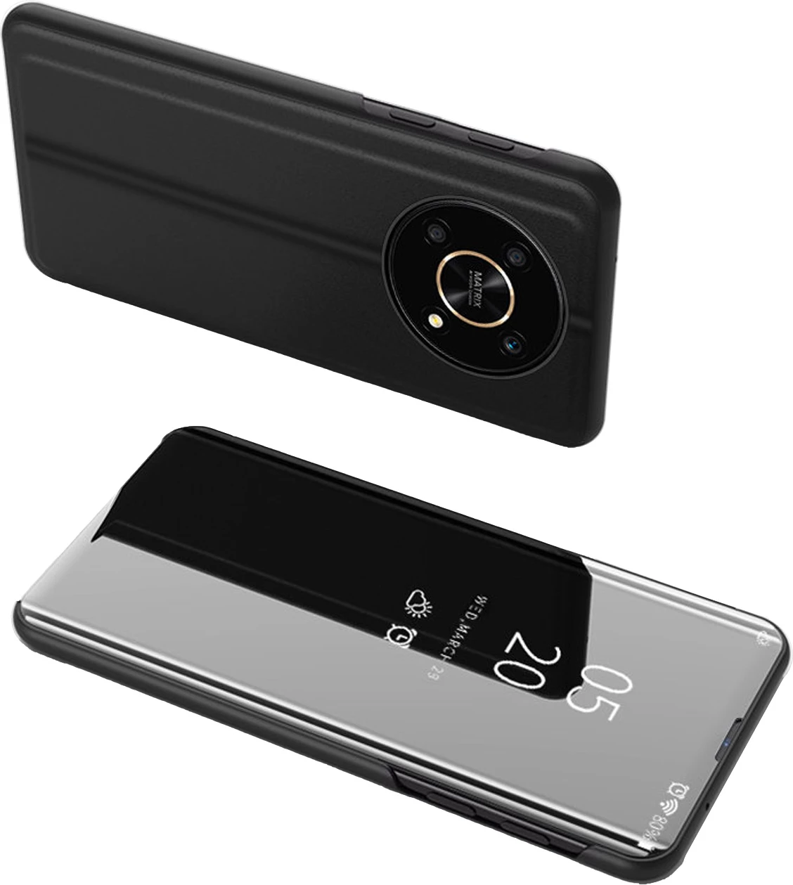Preklopni ovitek z jasno sprednjo stranjo Hurtel za Honor X9/X9 5G/X30/Magic4 Lite, črn