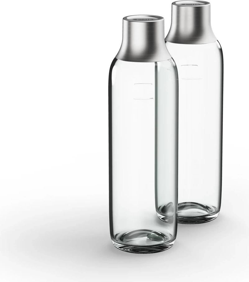 Karbonizacijska steklenica BRITA sodaTRIO, 1 L, steklo, 2 kosa, srebrna