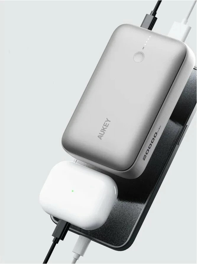 Power bank 20000 mAh, 22,5 W, 2x USB, bel — AUKEY PB-Y57 Spark Mini