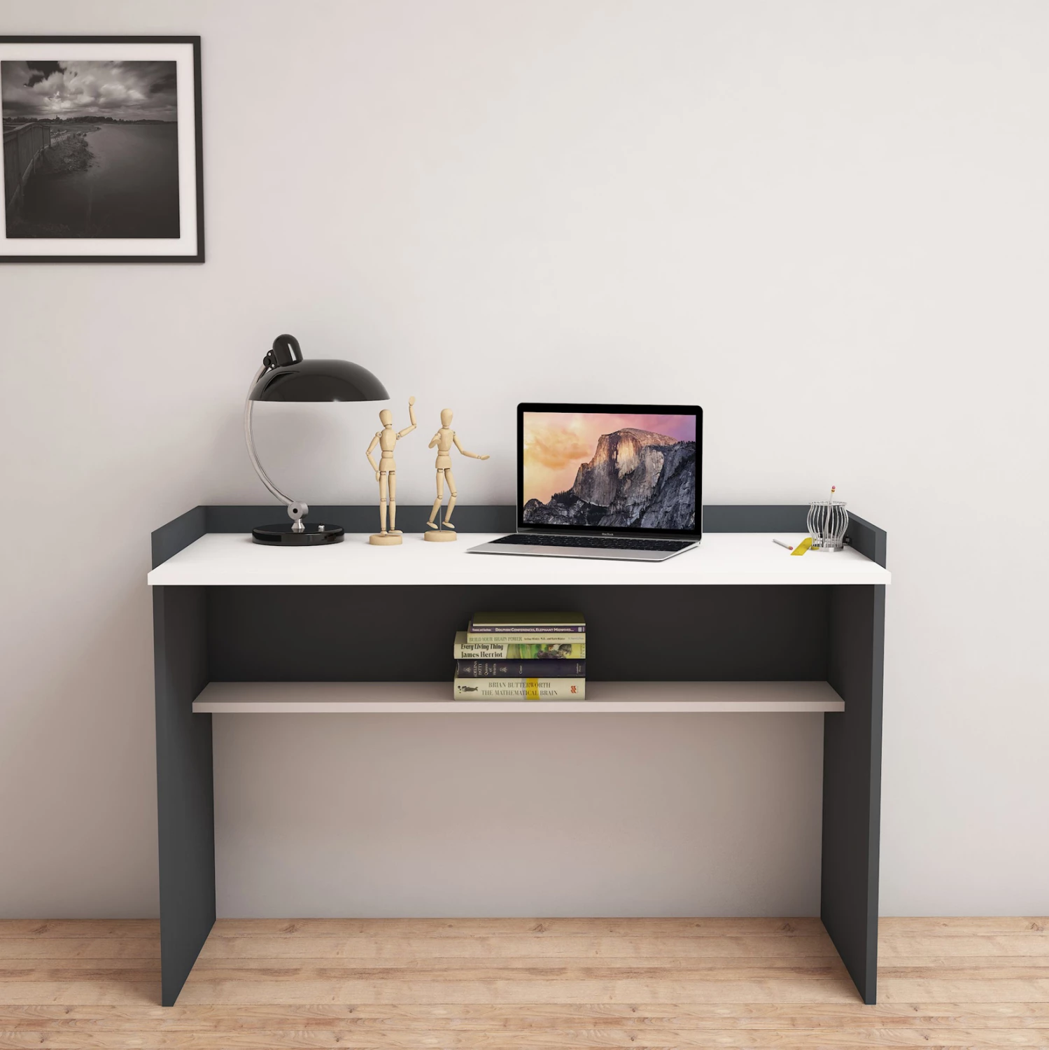 Pisarnaška miza iz melamina siva-bela 118x58x80H cm FH9227.13