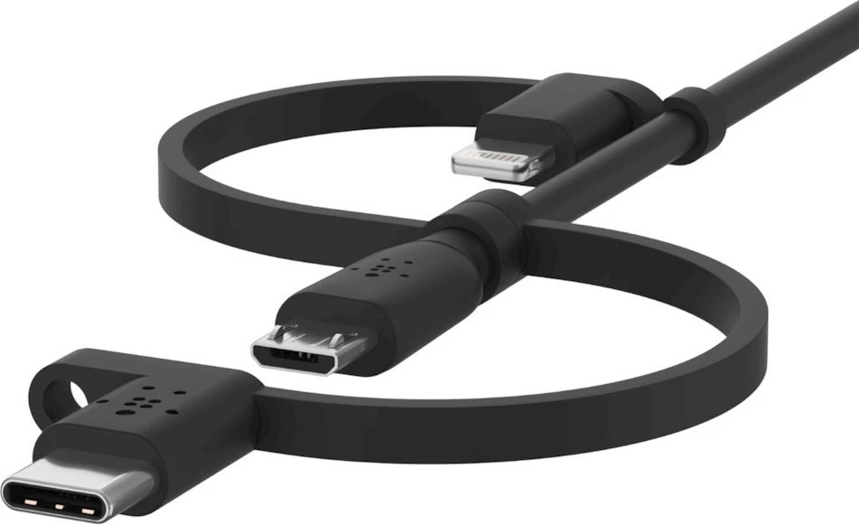 Kabel za polnjenje Belkin BOOST CHARGE, 1 m, USB A z USB C/Micro-USB B/Lightning, črn