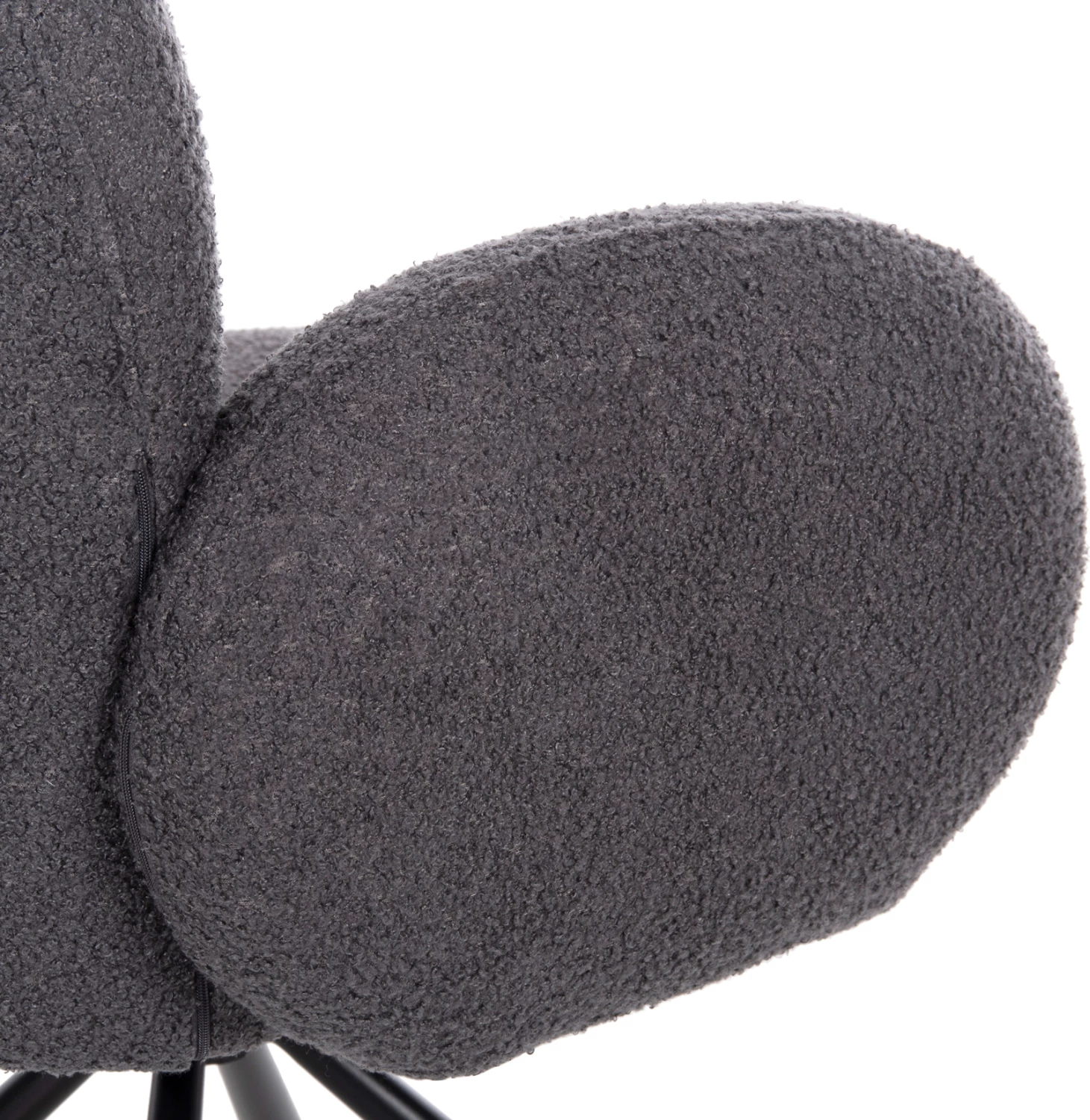 Vrtljiv naslanjač WINON FH9778.01 iz sivega tkanine TEDDY - črna kovinska osnova 65x67x92H cm