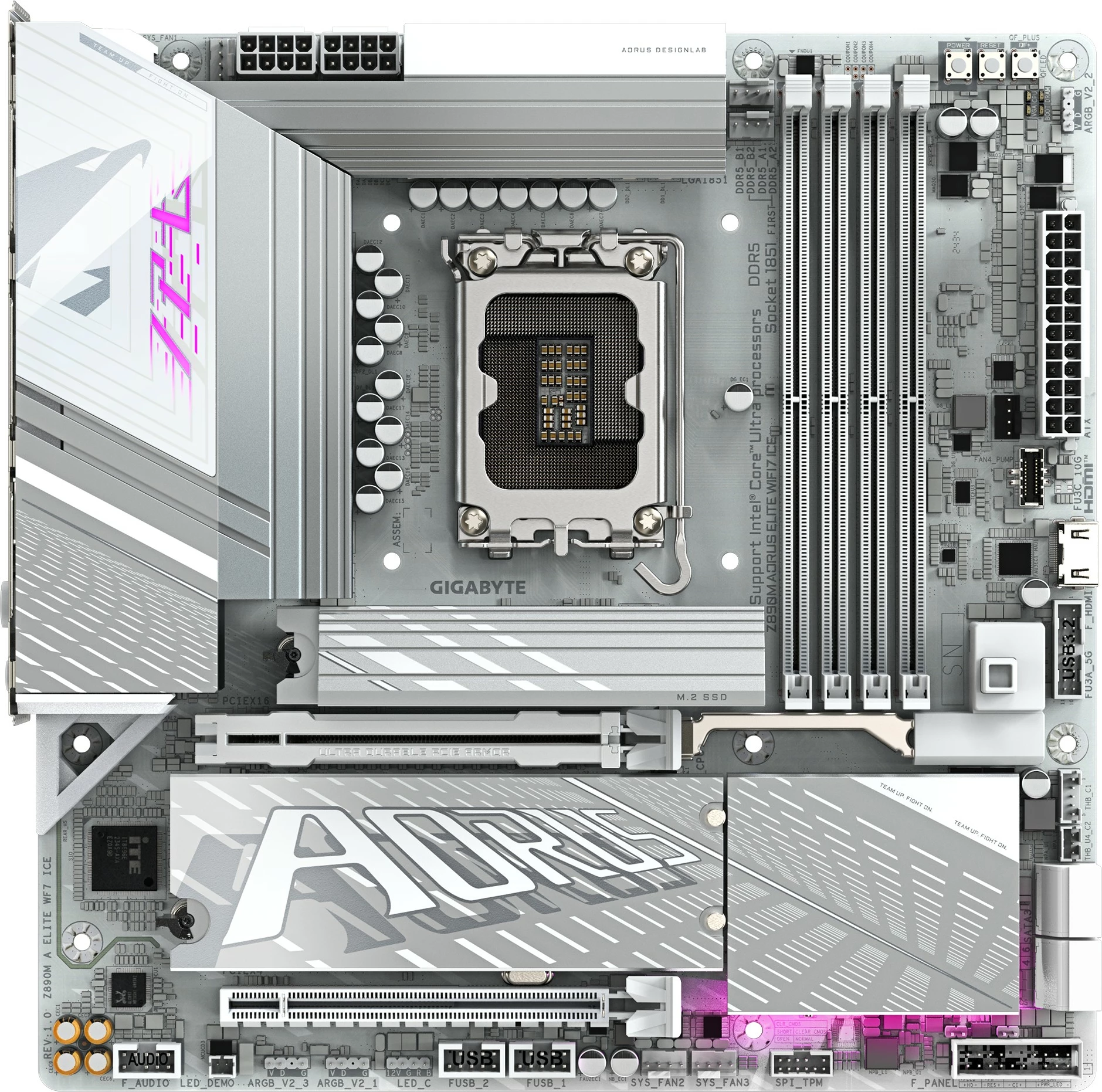Plošča mATX za Intel Gigabyte Z890M Aorus Elite WF7 ICE, DDR5, bela