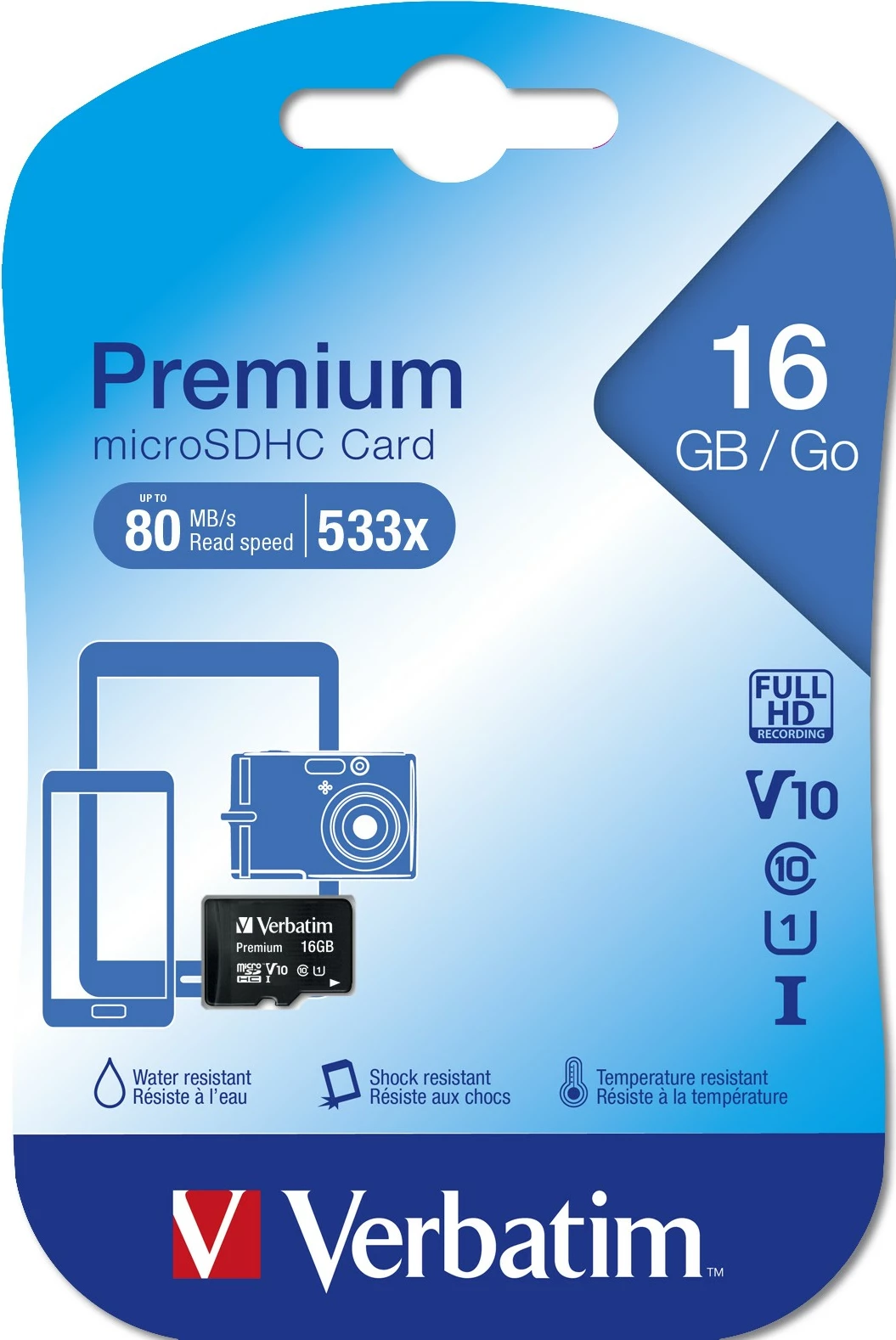 MicroSDHC kartica 16 GB, Class 10, črna — Verbatim