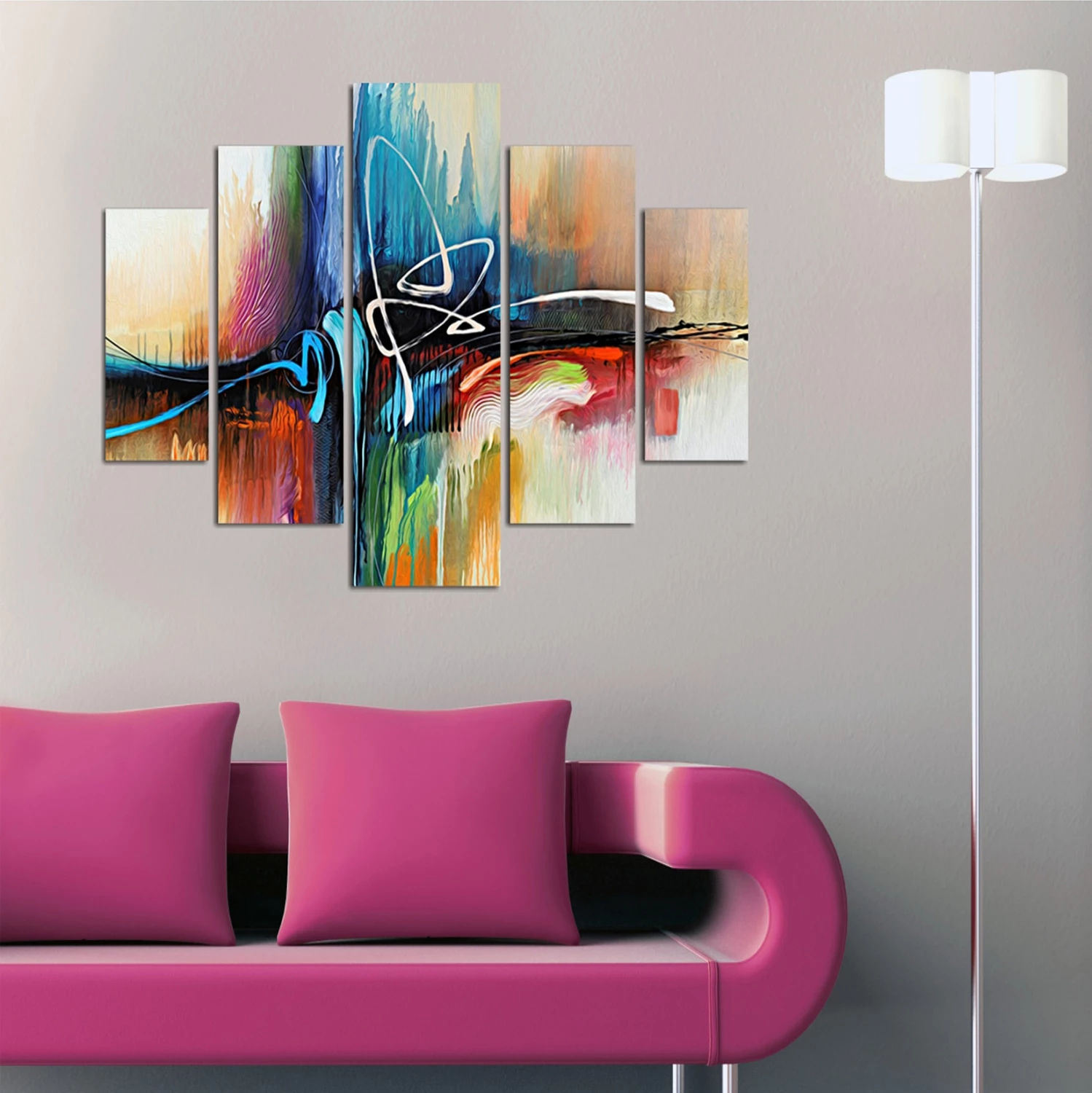 5 dekorativnih slik iz MDF z abstraktnimi barvami 82×56×3 FH7202.02